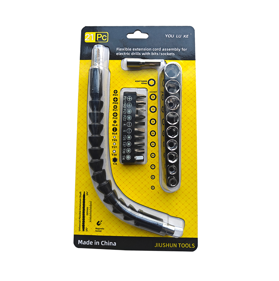 21PC Flexible Extension Shaft & Bit Socket Set